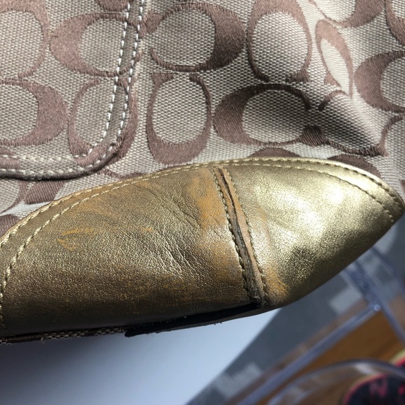 Coach Canvas & Gold Leather Bleeker Tote Handbag - Picture 5 of 7